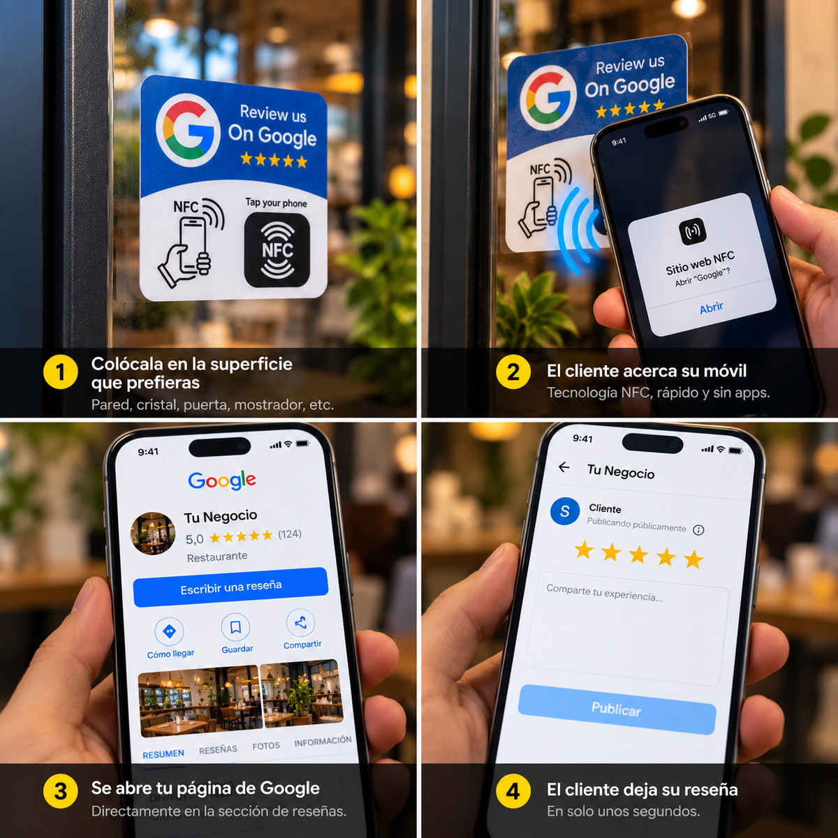 Tarjeta NFC ReseñaGo con Adhesivo – Reseñas de Google