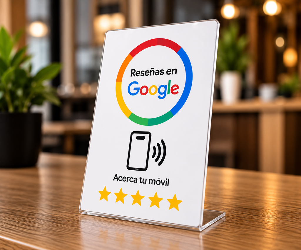 Expositor NFC para Reseñas de Google – 14 cm